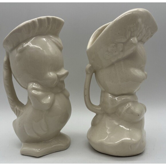 Set of 2 Creamers Milk Pitchers VTG Porcelain Duck & Pig Pitchers 7.5" High - Picture 2 of 7